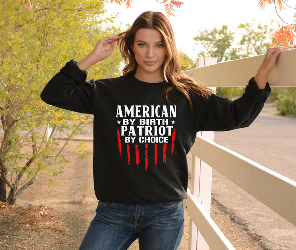 American By Birth Patriot By Choise White Print Sweatshirt